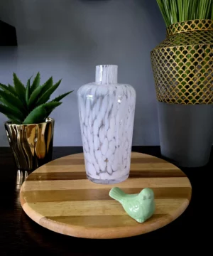 Clear White Spotted Long Vase