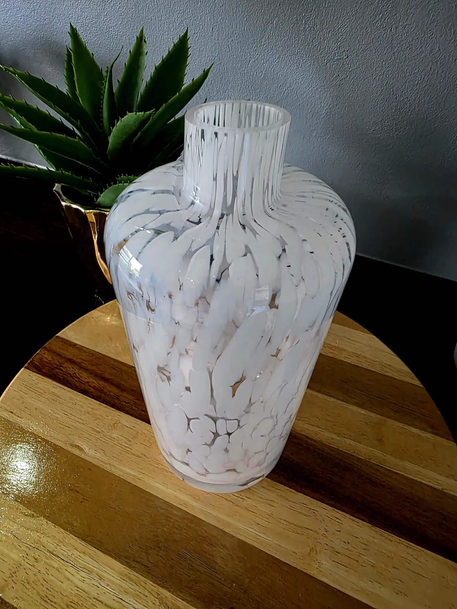 Clear White Spotted Long Vase - Image 2