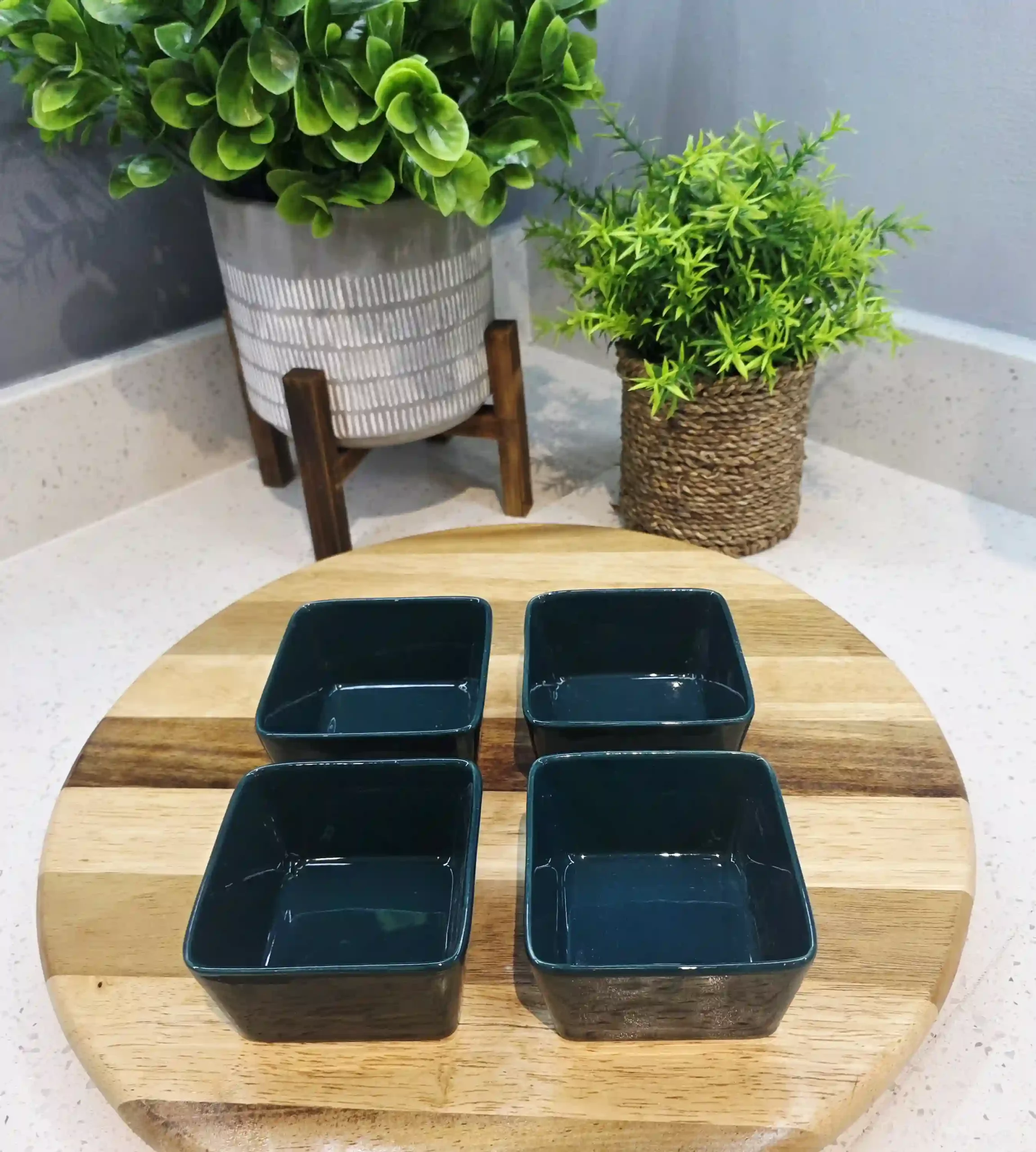 Dark Green Square Bowl Small - Set of 4 - Image 2