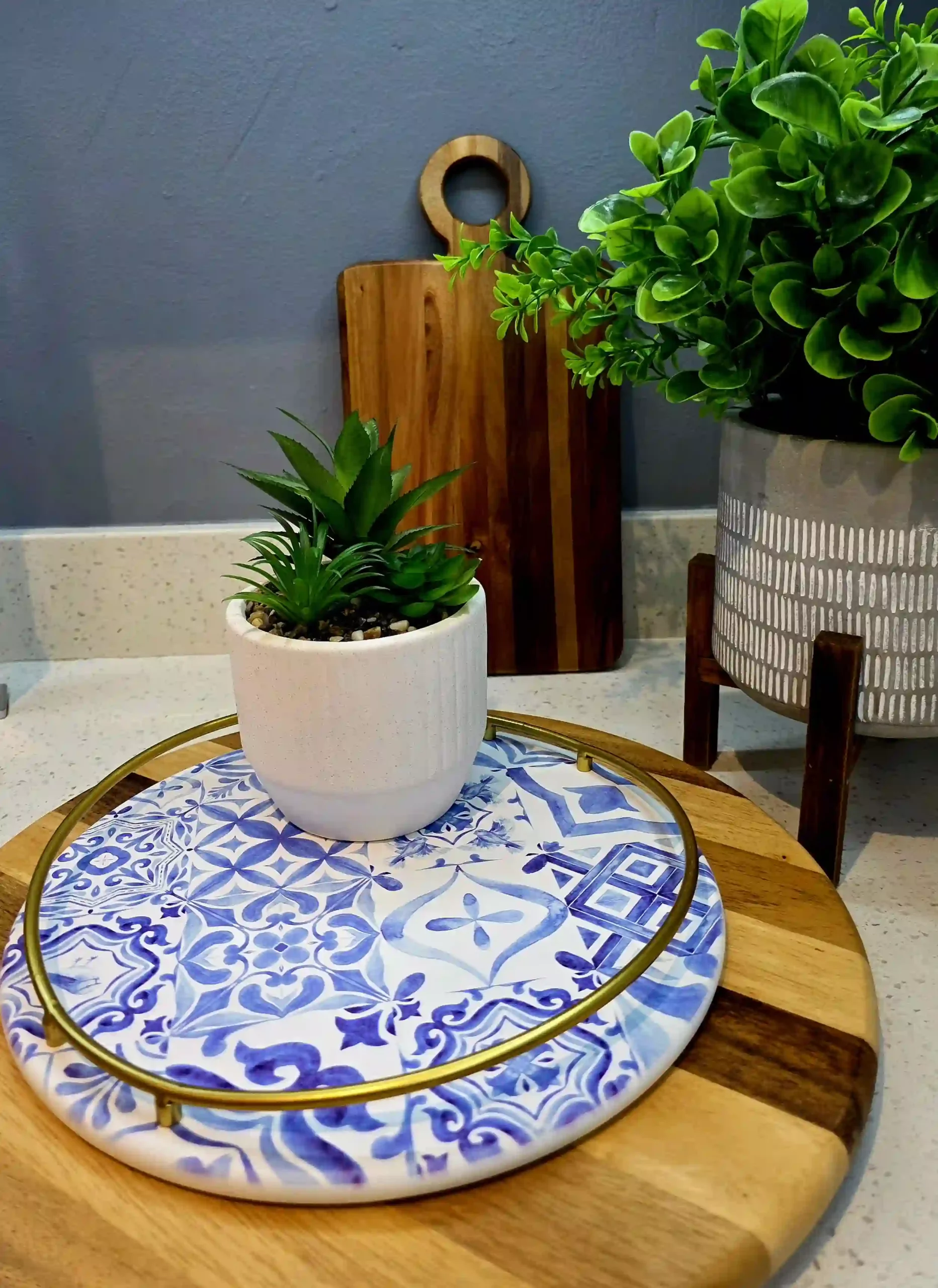 White with Blue Pattern + Gold Tray - Image 5