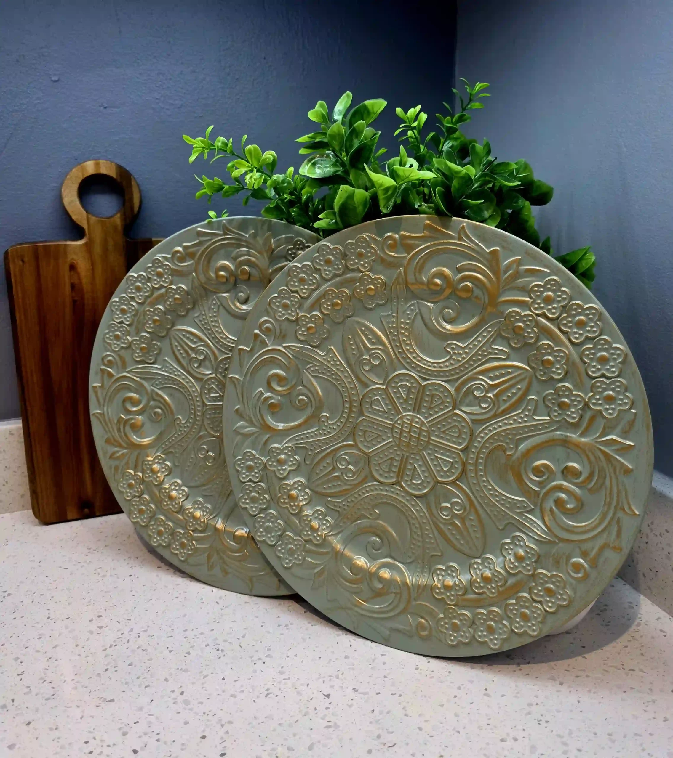 Sage Green and Gold Patterned Underplates - Image 3