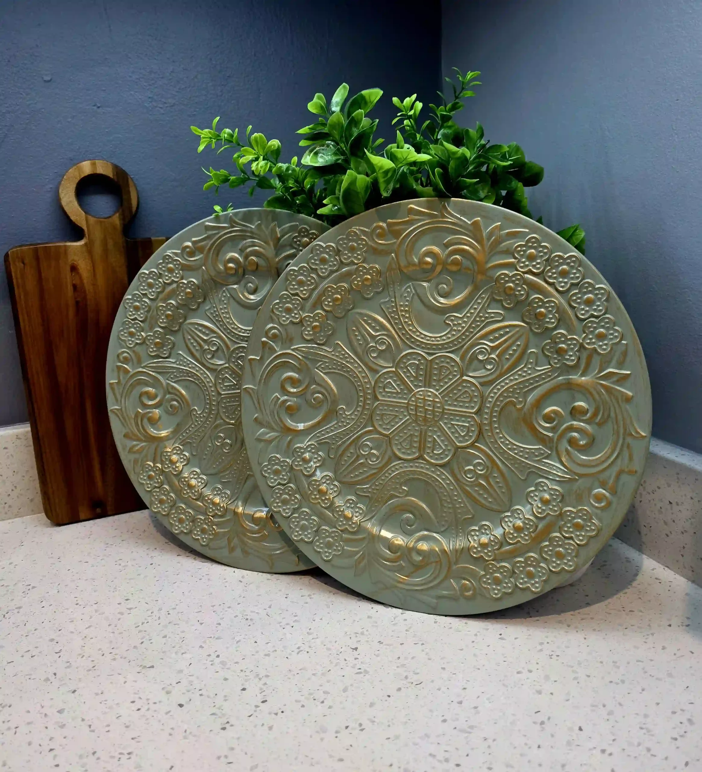 Sage Green and Gold Patterned Underplates - Image 4