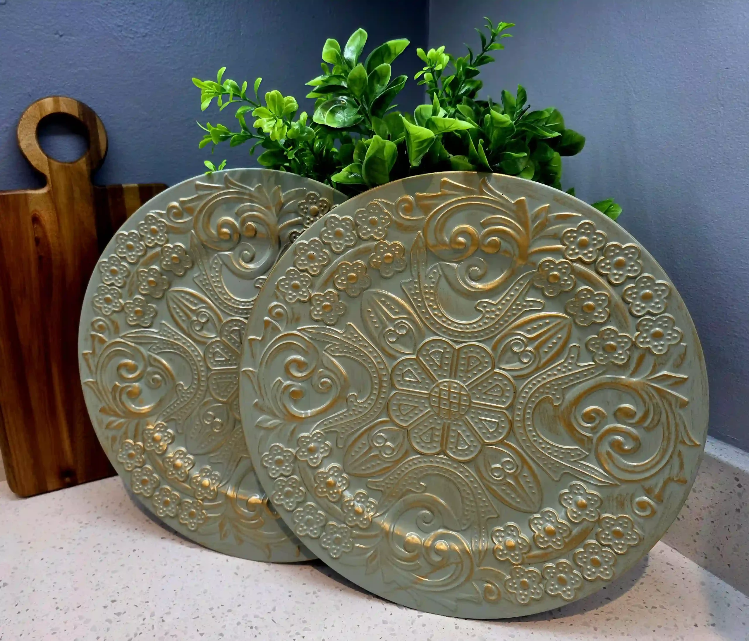 Sage Green and Gold Patterned Underplates - Image 5
