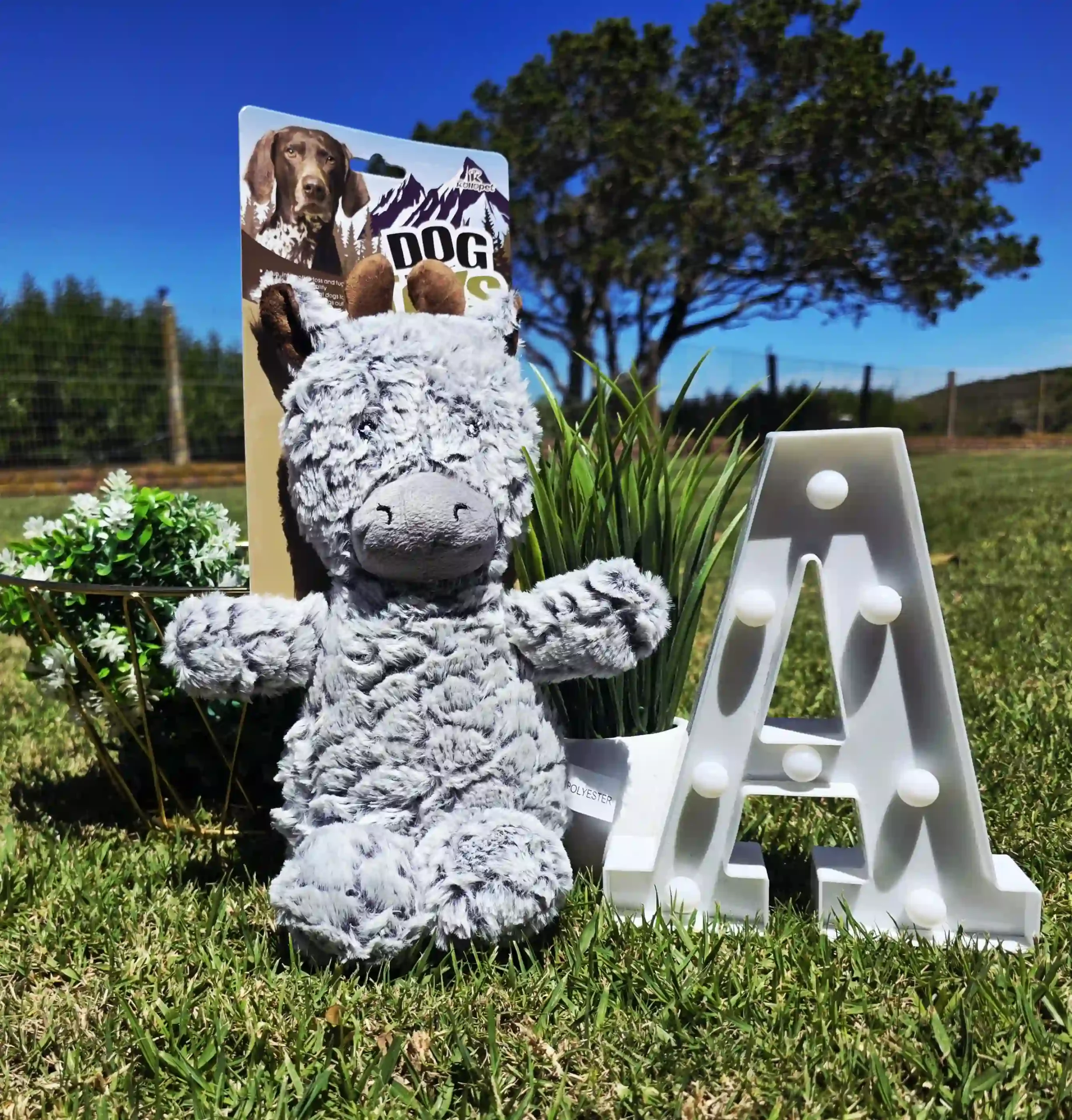 Durable Grey Giraffe Dog Toy with Squeak - Image 2