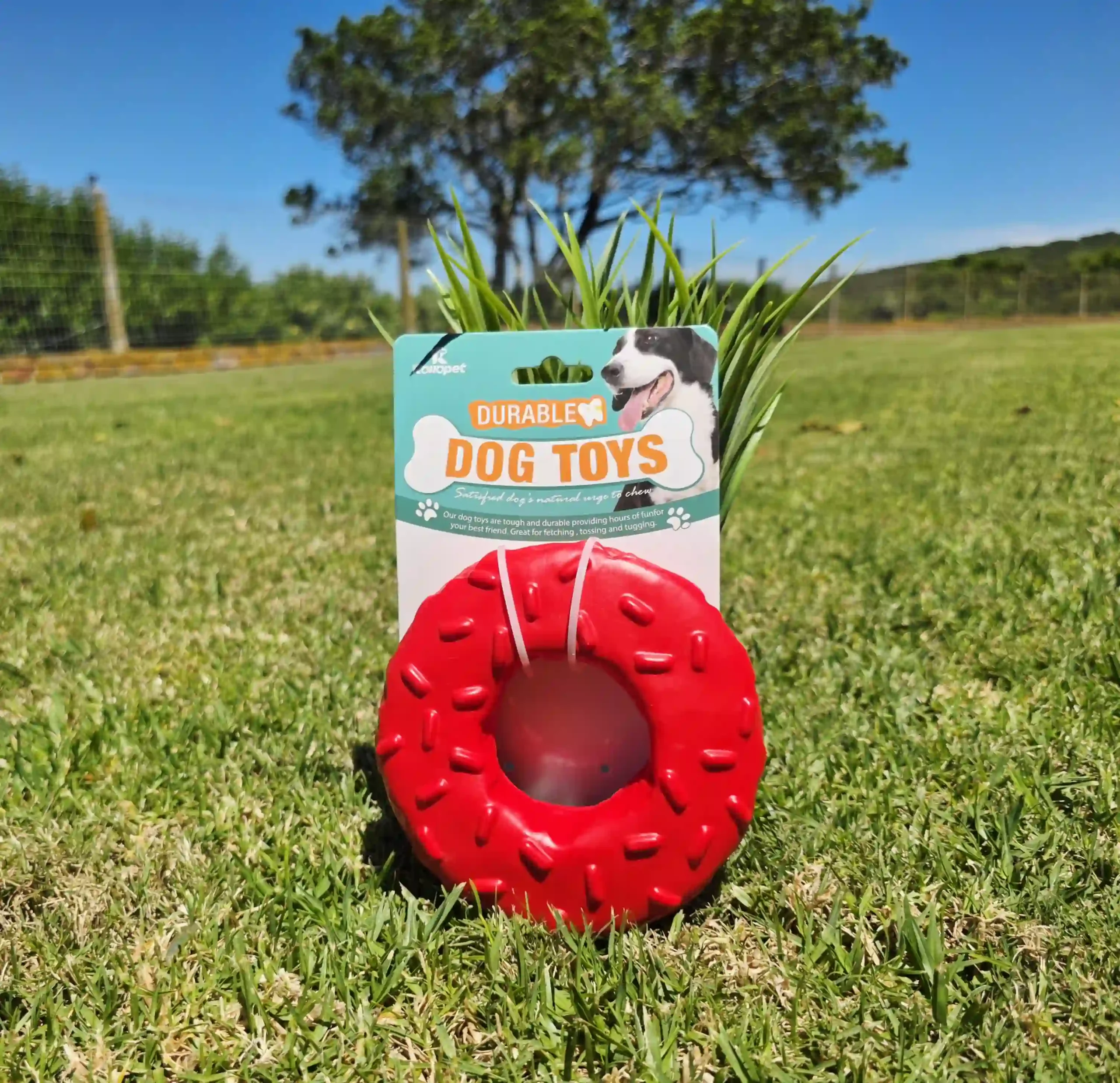 Durable Red Donut Dog Toy