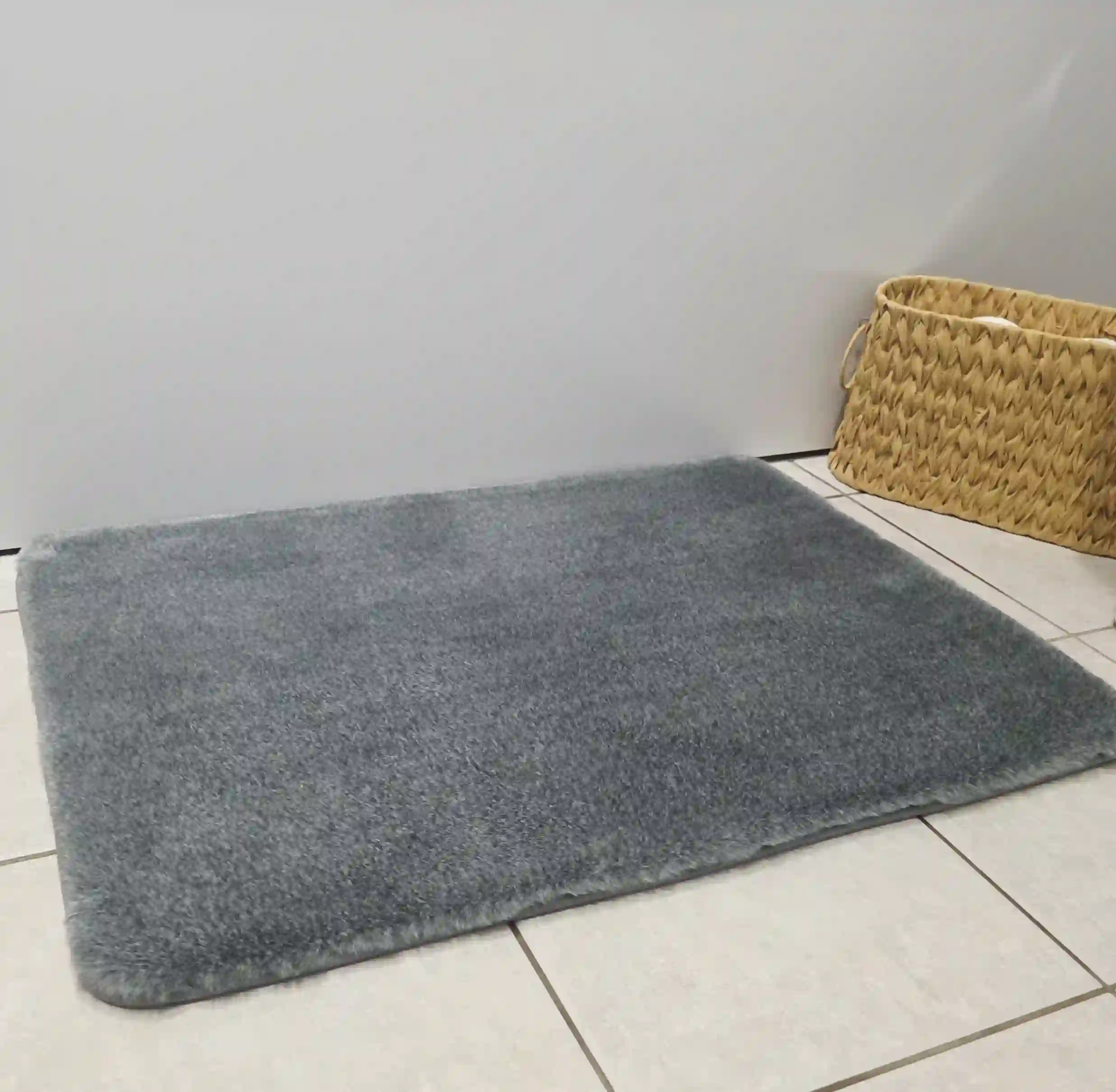 Grey Charcoal Fur XL Bath Mat - Image 2