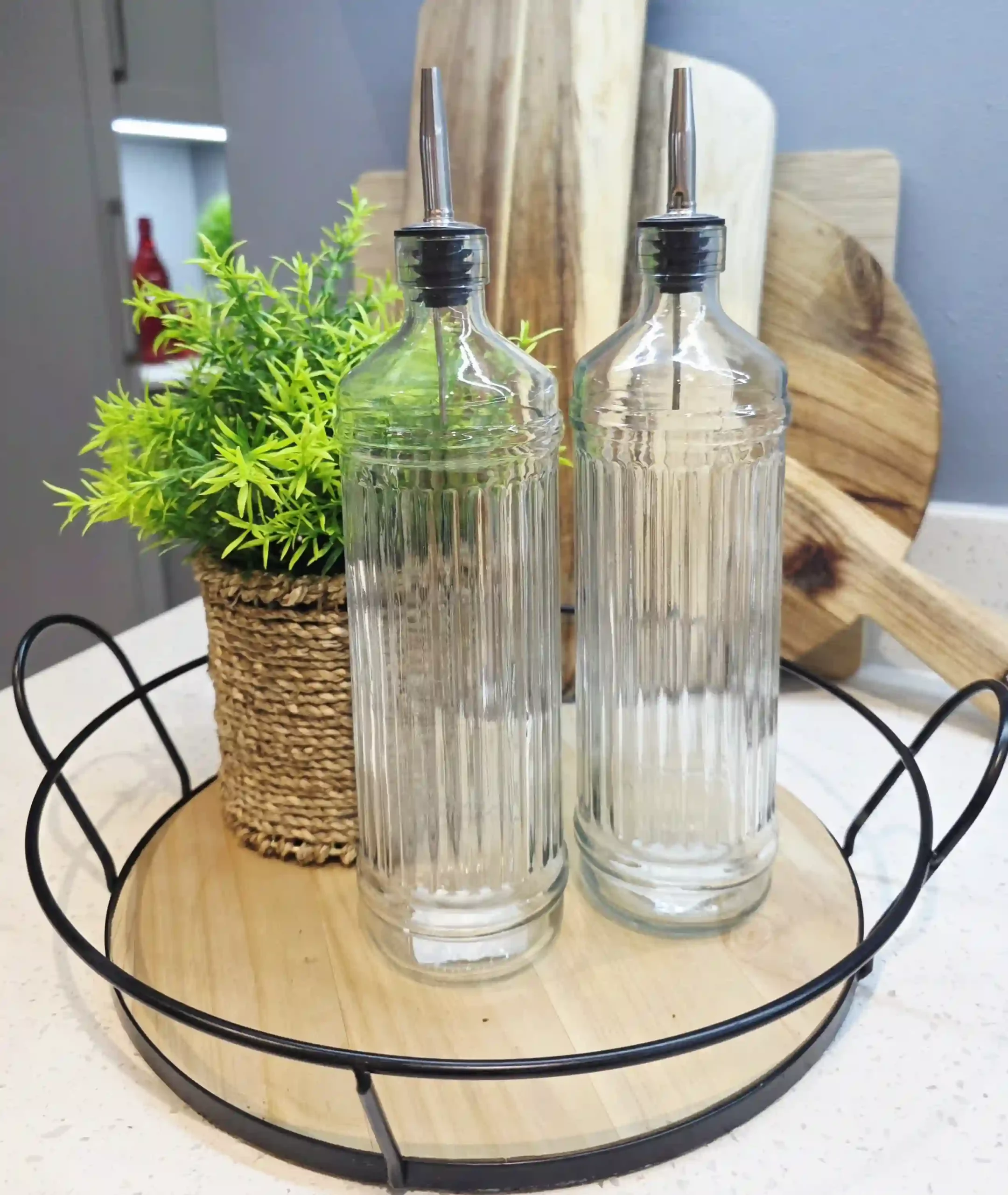 Oil and Vinegar Bottle Glass pattern bottle - Set of 2 - Image 2