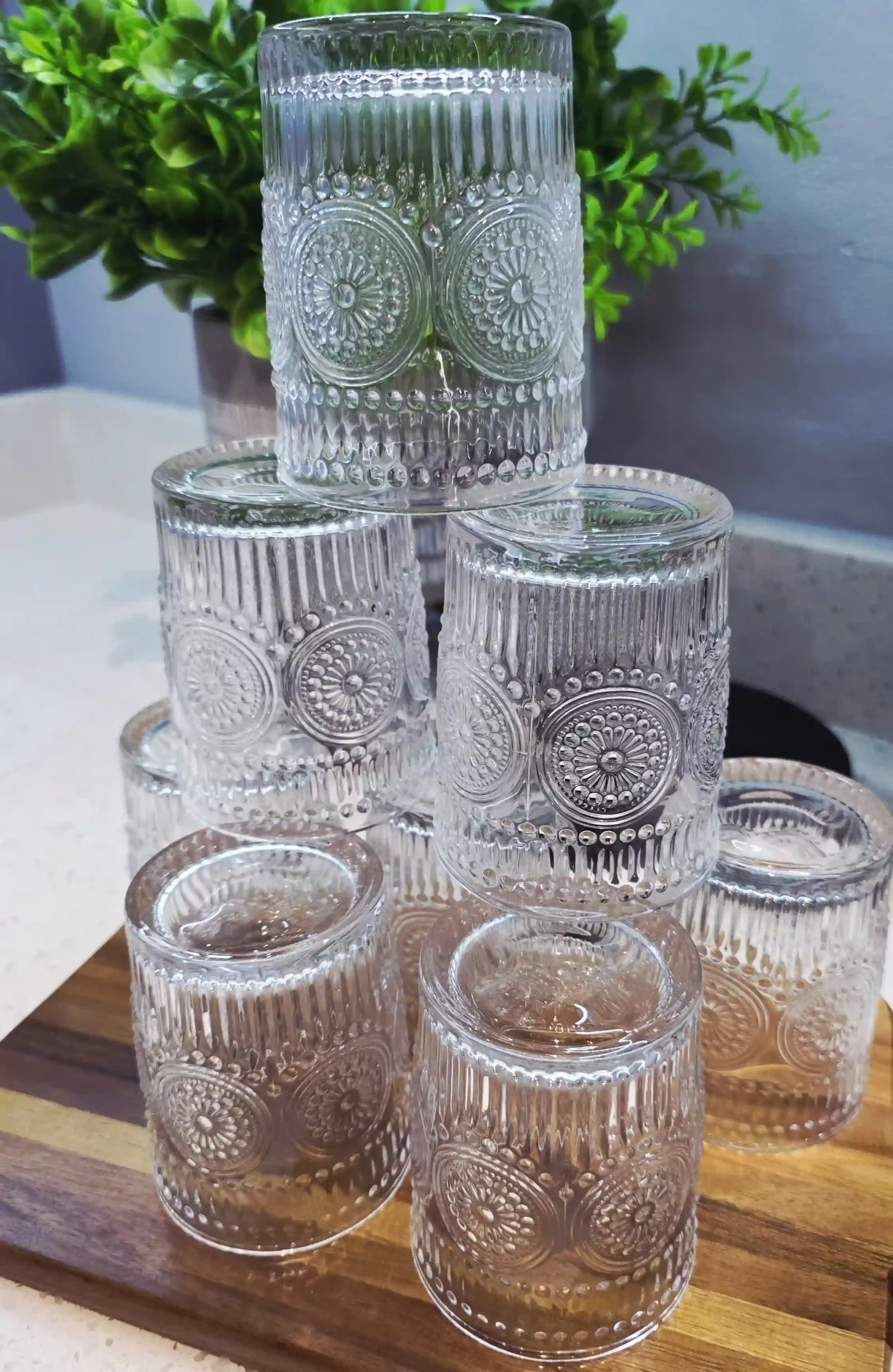 Hi Ball Clear Drinking Glasses with pattern - 8 Piece - Image 8
