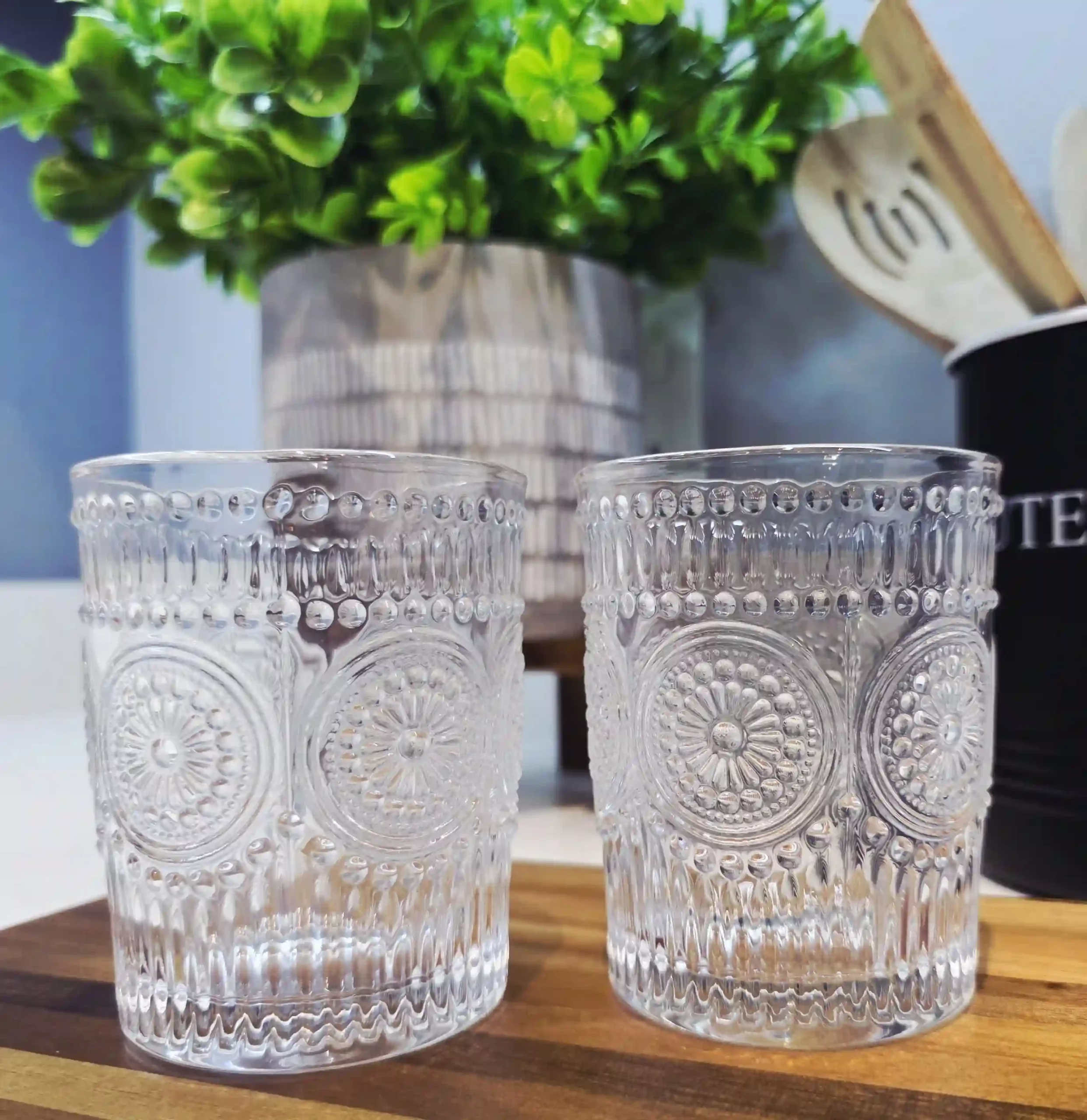 Hi Ball Clear Drinking Glasses with pattern - 8 Piece - Image 2