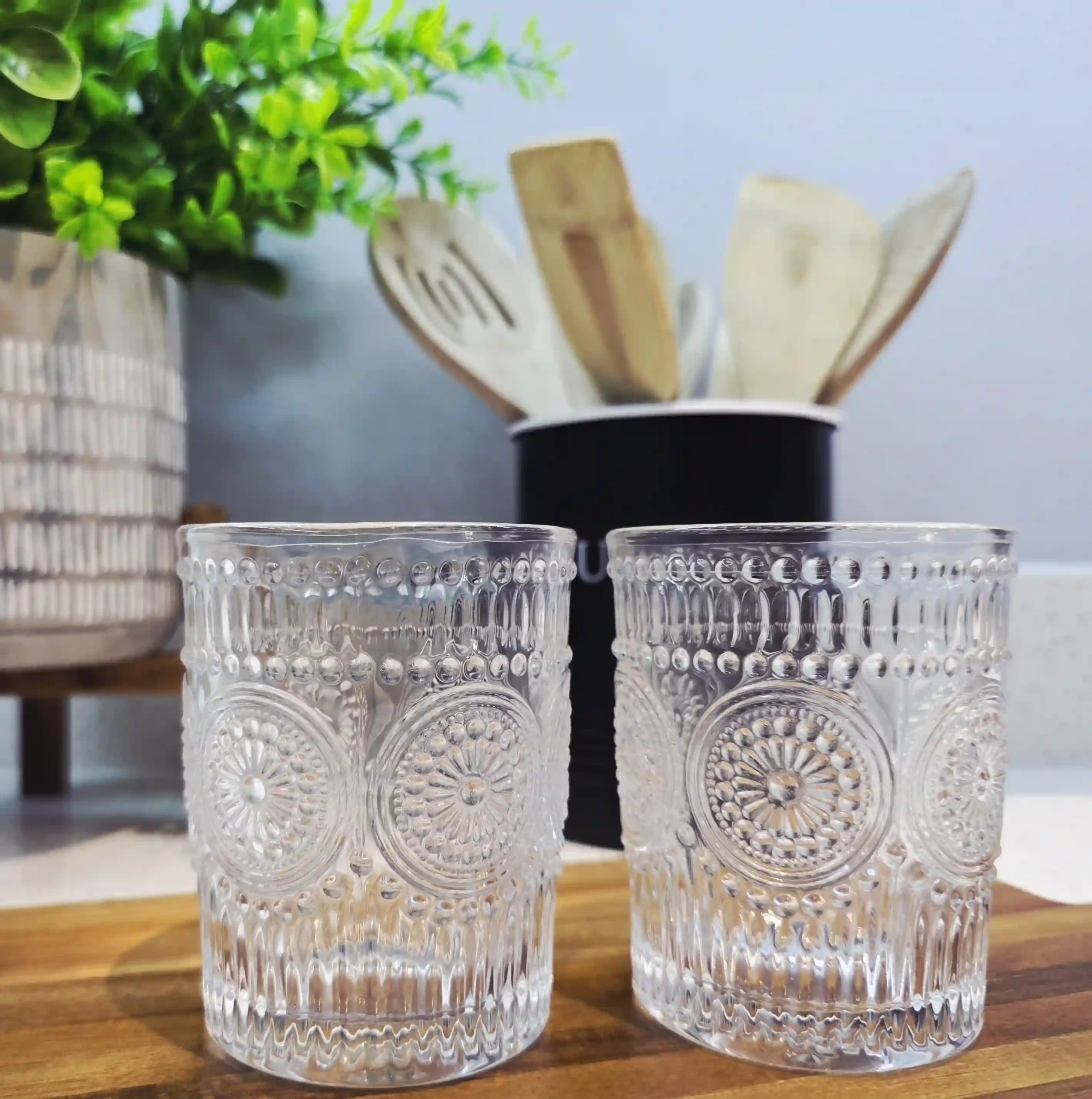 Hi Ball Clear Drinking Glasses with pattern - 8 Piece - Image 3