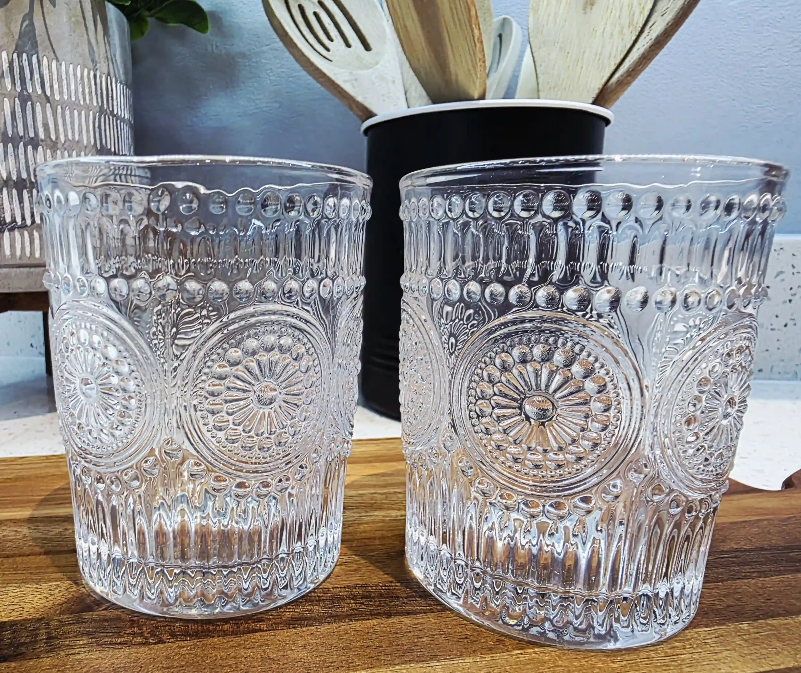 Hi Ball Clear Drinking Glasses with pattern - 8 Piece - Image 4