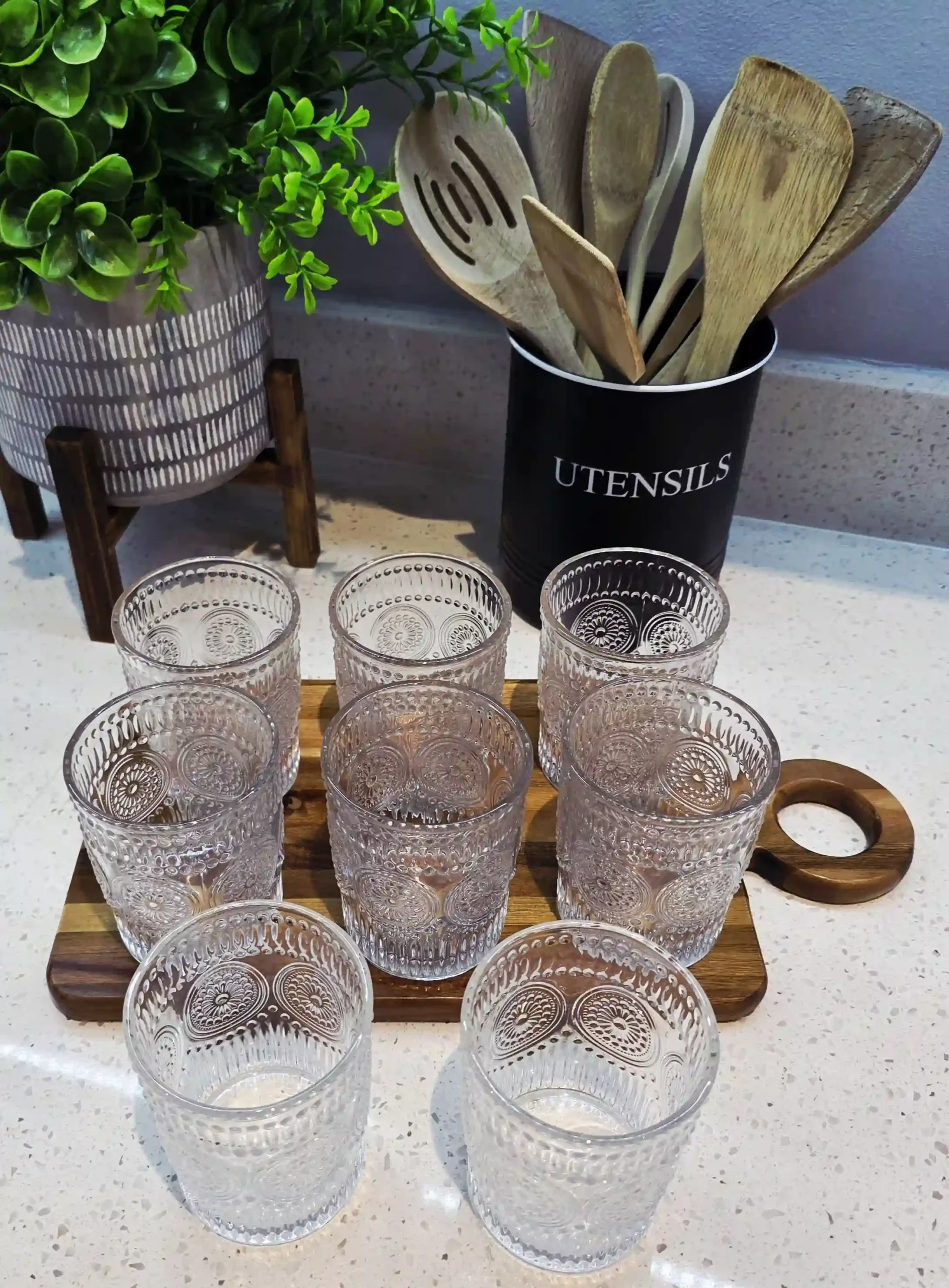 Hi Ball Clear Drinking Glasses with pattern - 8 Piece - Image 7