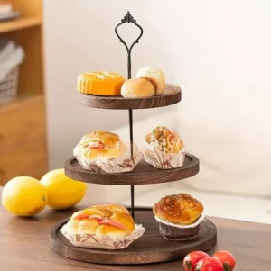 3-Tiers Solid Wood Round Display Stand