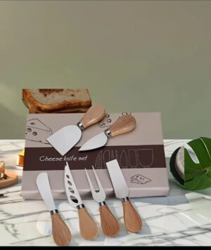 6 Piece Stainless Steel Cheese Knife with Acacia Wooden Handles