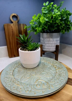 Sage Green and Gold Patterned Underplates