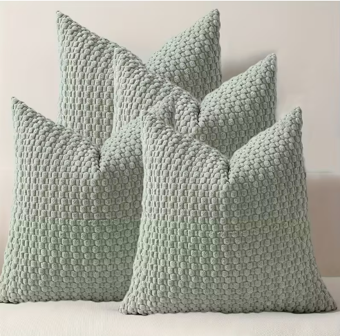 4 Piece Olive Green Modern Double Sided Design Soft Fleece Sofa Pillow Covers
