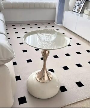 Modern Milk White and Gold Round Coffee Table