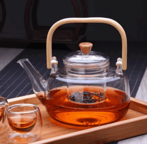 High Borosilicate Glass Teapot with Bamboo Handle