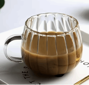 4 Piece Transparent Pumpkin Shaped Glass Mugs