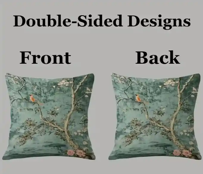 Double-Sided Printed Antique Chinese Style Pillow Cover - Image 2