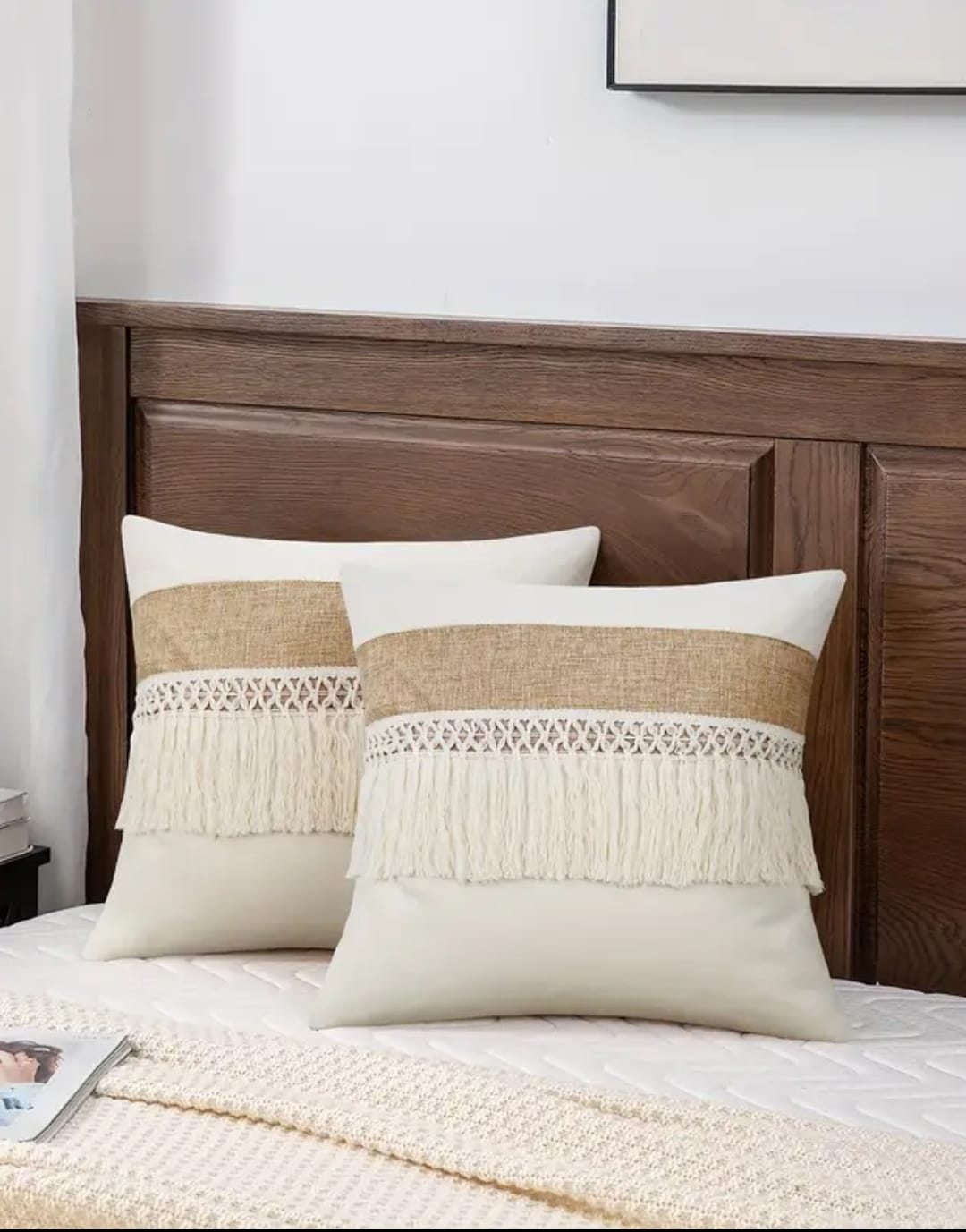 2 Piece Bohemian Style Pillow Covers with Fringe - Image 3