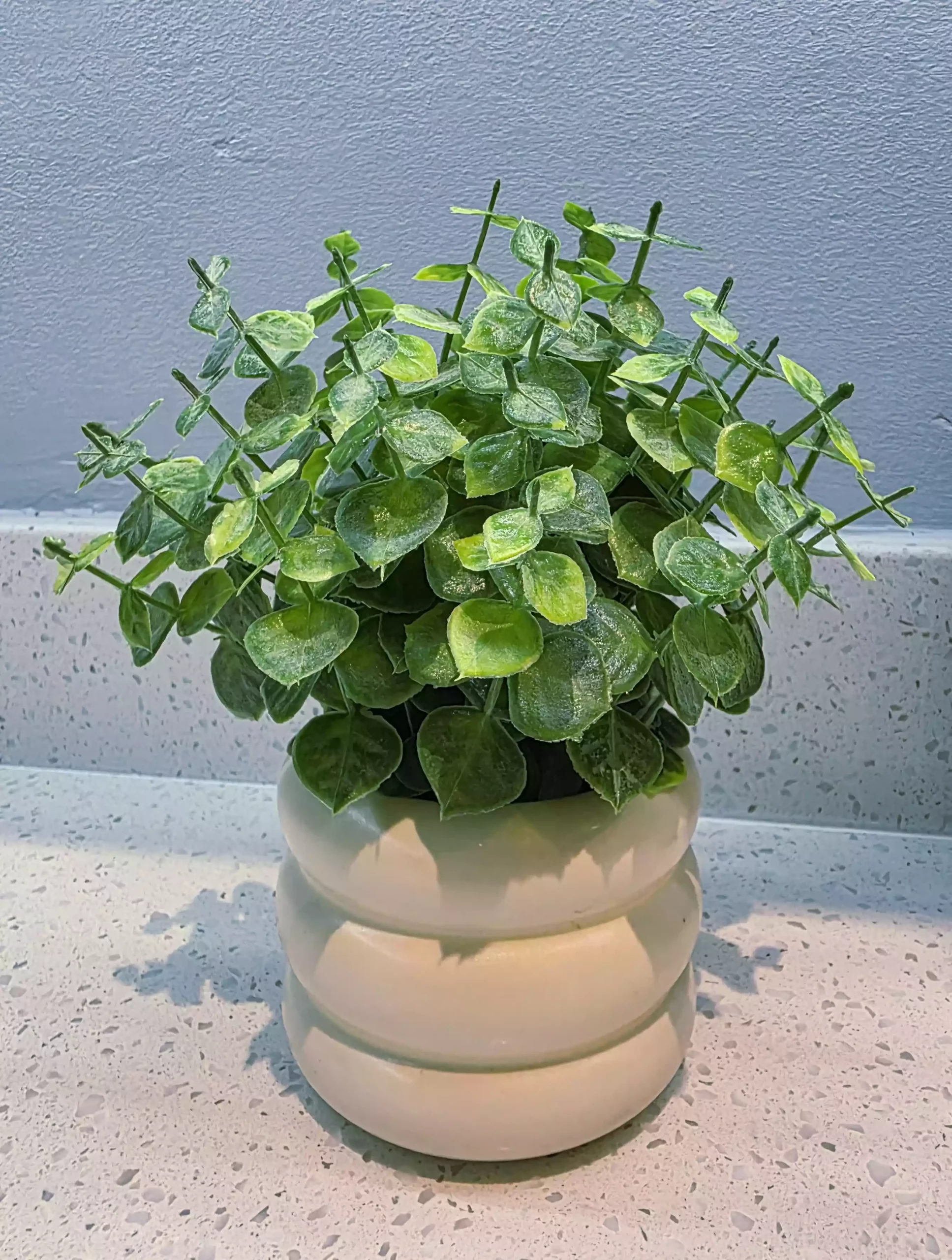 Cream Ceramic Potted Artificial Plant – Green - Image 2