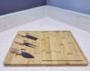 Rectangular Bamboo Cheese Board Set with 3 Knives