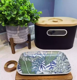 Leaf Patterned Ceramic Rectangular Plate
