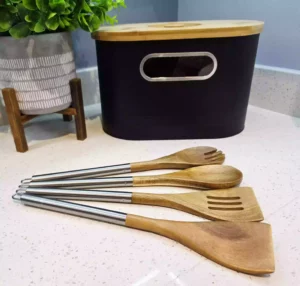 4-Piece Wooden & Stainless Steel Kitchen Utensil Set