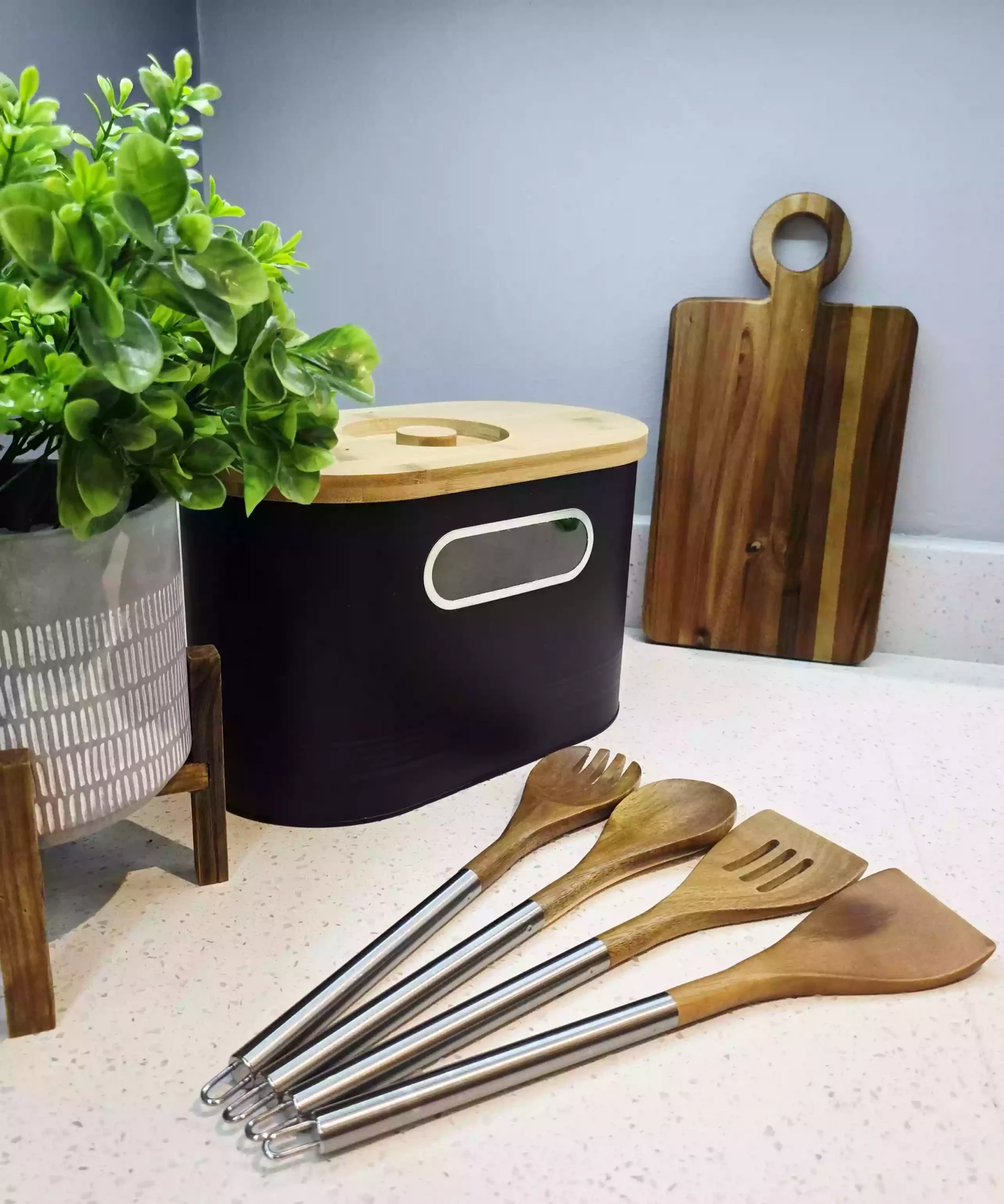 4-Piece Wooden & Stainless Steel Kitchen Utensil Set - Image 2