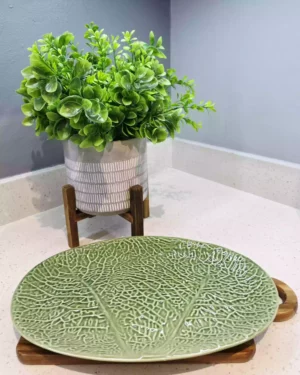 Textured Cabbage Leaf Platter Plate