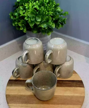 Set of 6 Large Speckled Green Mugs – Hand-Glazed