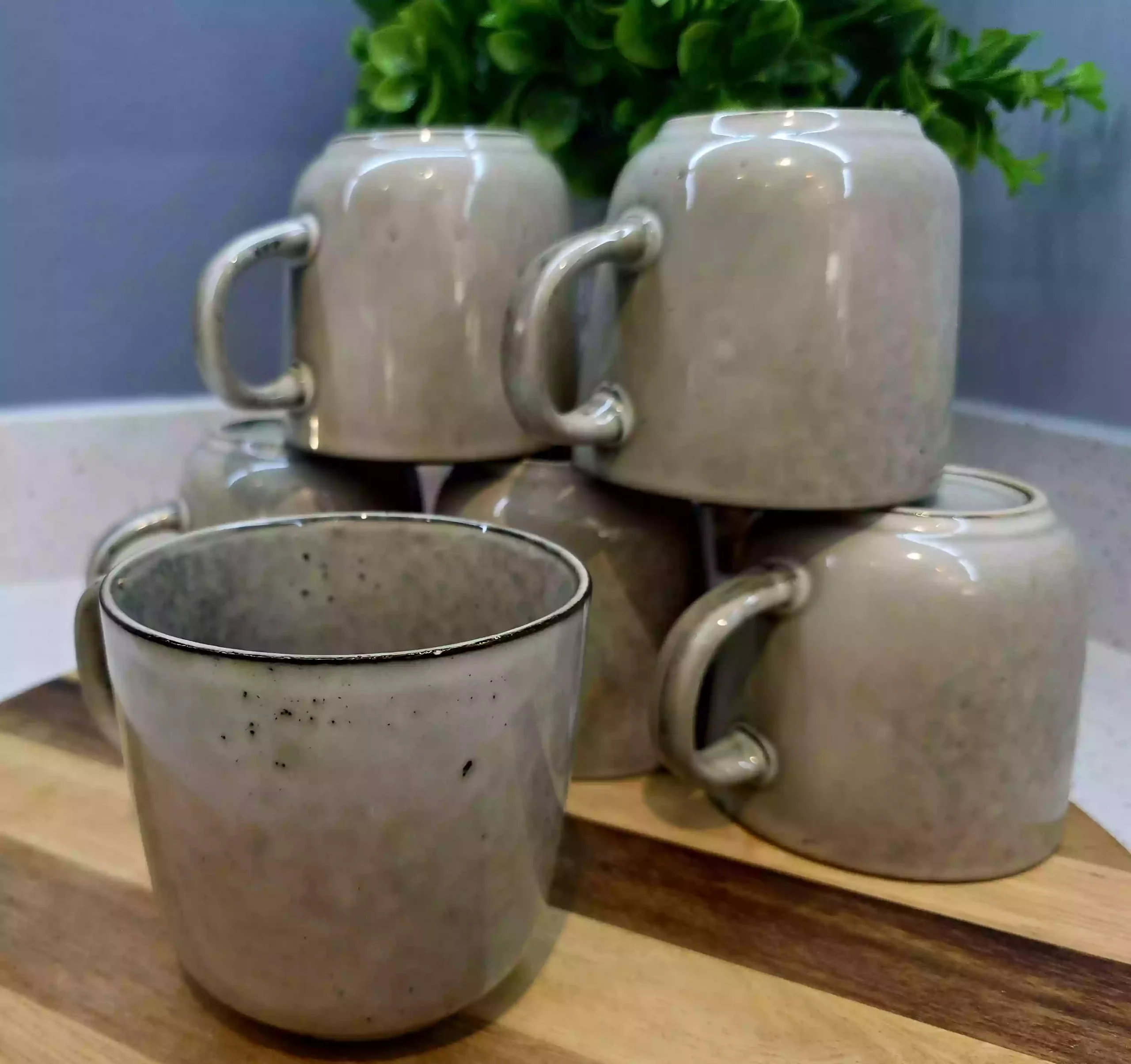 Set of 6 Large Speckled Green Mugs – Hand-Glazed - Image 2